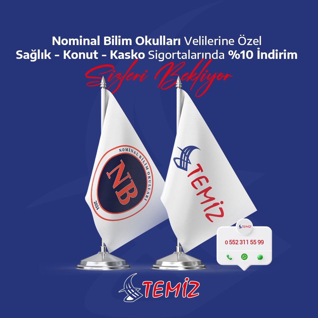 Nominal Bilim Okulları velilerine özel Sağlık, Konut, Kasko sigortalarında %10 indirim sizleri bekliyor. ✅

• temizsigorta.org

#sigorta #kasko #trafik #sağlık #tamamlayıcısağlık #konut #işyeri #dask #hayat #seyahat #bireyselemeklilik #fennimuayene #trafikmüşavirliği