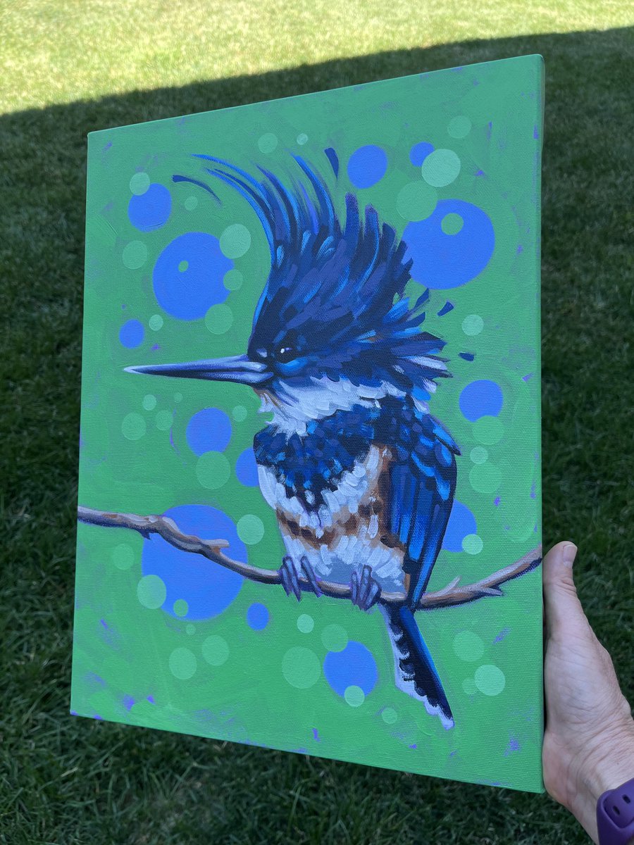 My Kingfisher painting titled “Good Hair Day” found its new home at this fabulous woman’s cabin. May he make her smile for years to come! I hope you all had the chance to check out the ⁦<a href="/YEGArtWalk/">Whyte Avenue Art Walk | Edmonton</a>⁩ this past weekend. It’s one BIG treat! #Yeg #ArtWalk #YegArtists #art