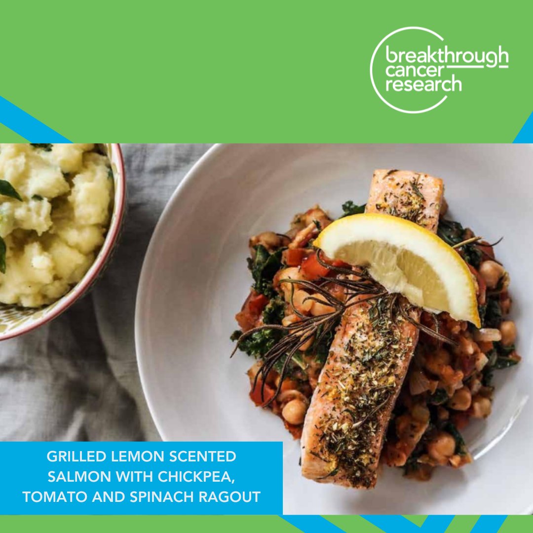 BreakthroCancer's tweet photo. Try this Grilled Lemon-Scented Salmon with Chickpea, Tomato, and Spinach Ragout recipe for a delicious and nourishing dish rich in omega-3 fatty acids and protein.
Find the full recipe here: https://t.co/gWTTw5qo4N. #BreakthroughCancerResearch #FreeRecipe #MakeMoreSurvivors https://t.co/TKQjhWk7ae