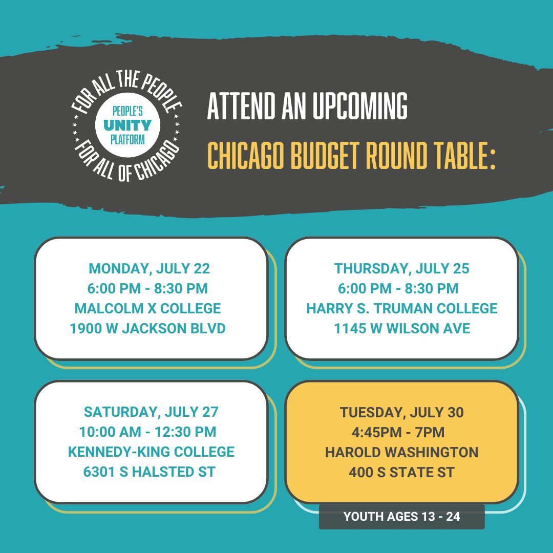 GrassrootsChi's tweet photo. 📢 Join the #PeoplesUnityPlatform in engaging the city around the 2025 budget and ensure that your community's needs are prioritized!
🔗 Don’t forget to register at https://t.co/RpmnHj6FPl
📄 Review and print our talking points at https://t.co/B2OwOfWeTV https://t.co/Ly1B59LNKF