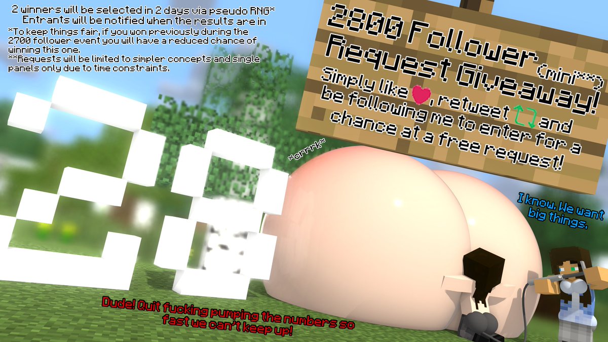 TittanksMCTits's tweet photo. So this happened far sooner than expected, you guys really are inflating my follower count (and Miezth's tits) faster than I was ready for!

Just finished the prior requests and I have a week so lets do an expedited giveaway- two requests dropping in 2 days, like and RT to enter! https://t.co/yCr5OGQwby