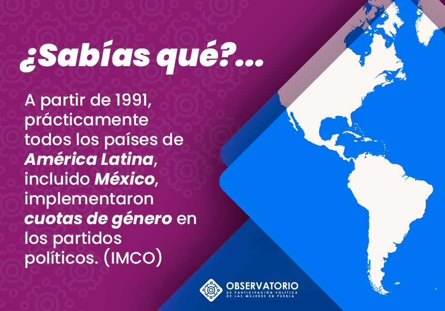 ¿Sabías qué? 🤔

A partir de 1991, prácticamente todos los países de América Latina, incluido México, implementaron cuotas de género para que los partidos políticos postulen un porcentaje mínimo de mujeres a cargos de elección popular.
