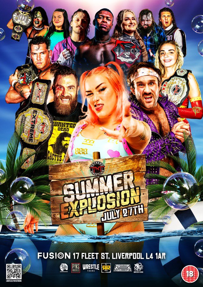 TNTExtremeWres's tweet image. ☀️ SUMMER EXPLOSION 2024 ☀️

📆 NEXT SATURDAY 

It's a huge celebration in Liverpool on the 27th as Summer Explosion returns! Do not miss out as this show will be a huge scorcher - tickets are selling fast!

🎟️ GET YOUR TICKETS HERE 🎟️
skiddle.com/whats-on/Liver…