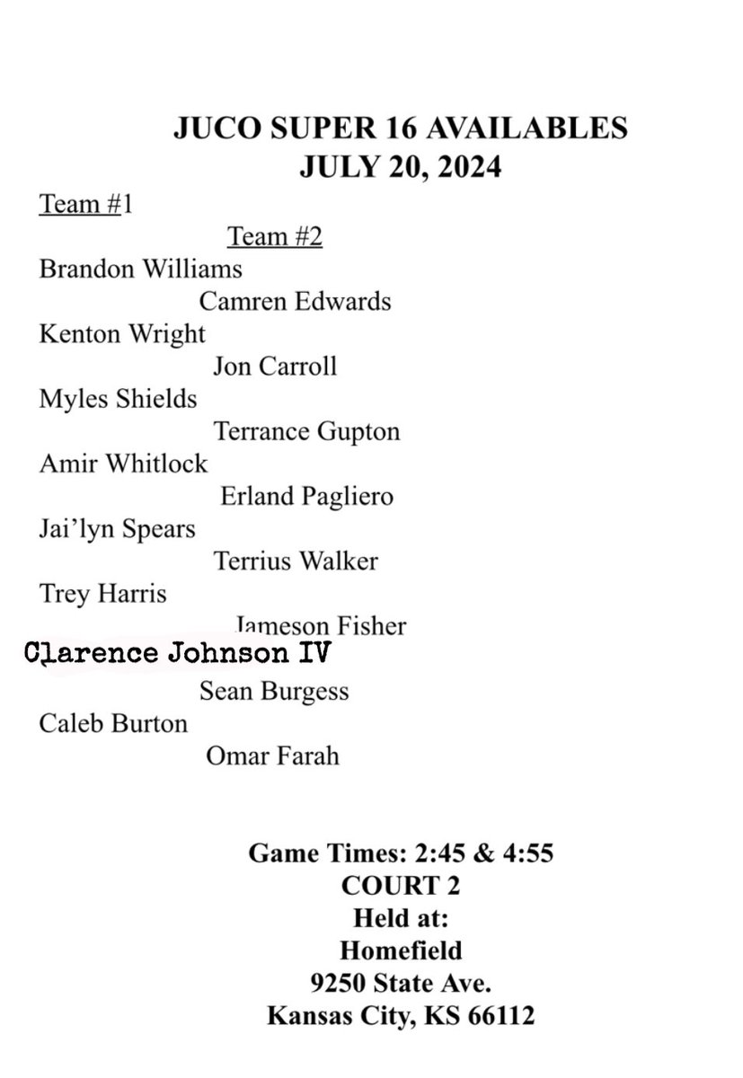 I will be playing <a href="/RL_Hoops/">RecruitLook Hoops</a> JUCO Showcase tomorrow ! 📌Games at 2:45 &amp; 4:55 <a href="/homefieldkc/">Homefield Kansas City</a> July 20, 2024