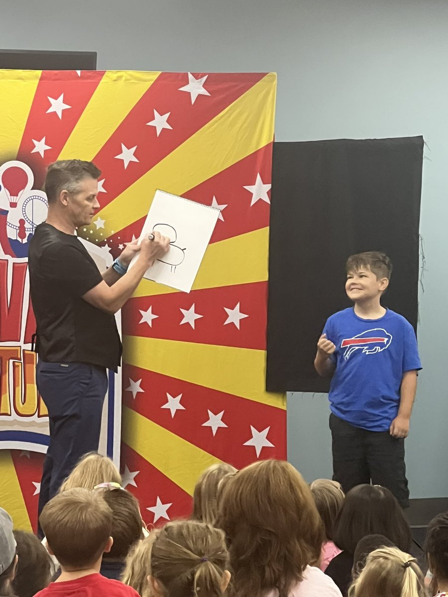 CoachJBernard's tweet photo. JJ got to be an assistant at the Ken Scott magic show at the library today! https://t.co/G5sn6uF591