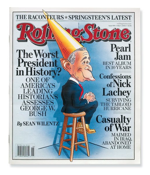 dark_remarks's tweet photo. @SevaUT Every newspaper caricature/magazine cover depicting Bush that wasn’t The Tea Party Monthly looked like this by the mid 2000s. https://t.co/OmaBYXEoQE
