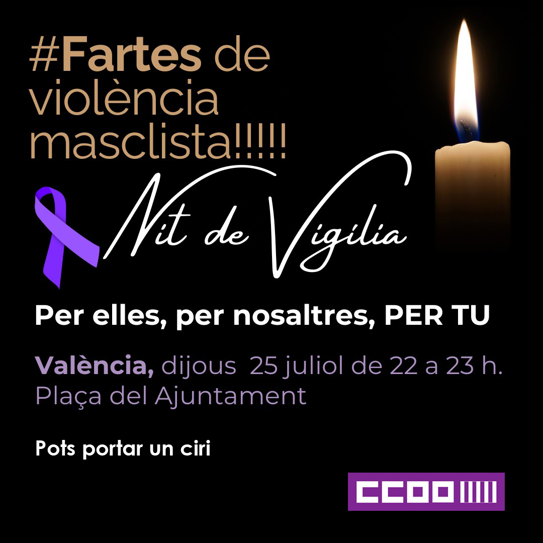 ccoopv's tweet photo. 📢El patriarcat continua assassinant dones!
🕯️Nit de vigila perquè estem #fartes de #violènciamasclista https://t.co/qOZg6kIANR
