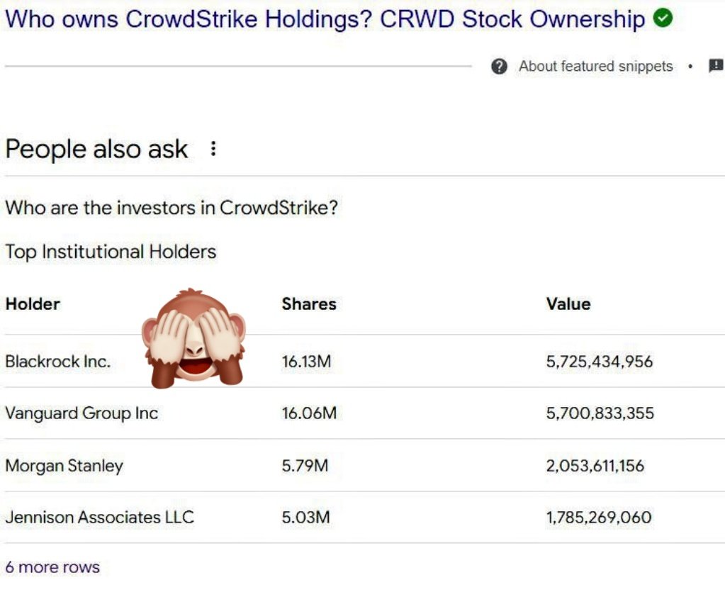 Who's the #1 owner of Crowdstrike, which is responsible for the current tech outages? 🤔