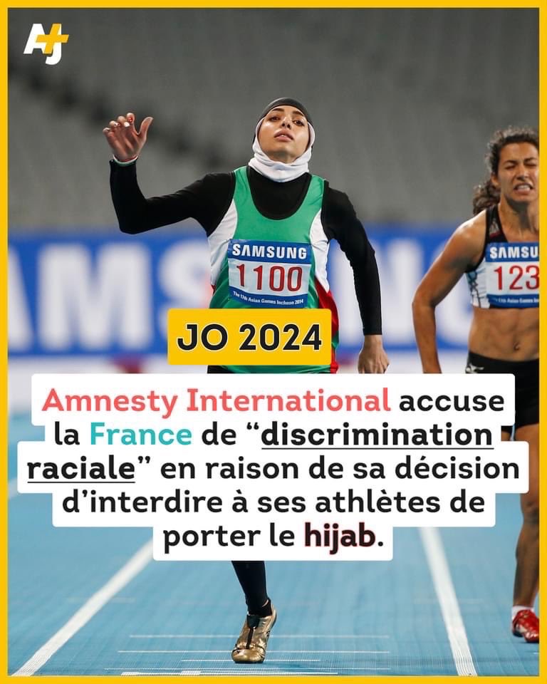 ⁦Honte à <a href="/amnesty/">Amnesty International</a>⁩ qui ne sait pas lire la Charte Olympique:
Règle 50.2: « Aucune sorte de démonstration ou de propagande politique, religieuse ou raciale n’est autorisée dans un lieu, site ou autre emplacement olympique ».
De plus, une religion n’est pas une race!
😱😱😱