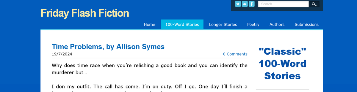 Time Problems, by Allison Symes - Friday Flash Fiction fridayflashfiction.com/1/post/2024/07… I’m delighted to be back on FFF with my latest tale, Time Problems. Some fairy godmother clients aren’t as grateful as they could and should be. Find out who and why here. Hope you enjoy the story.