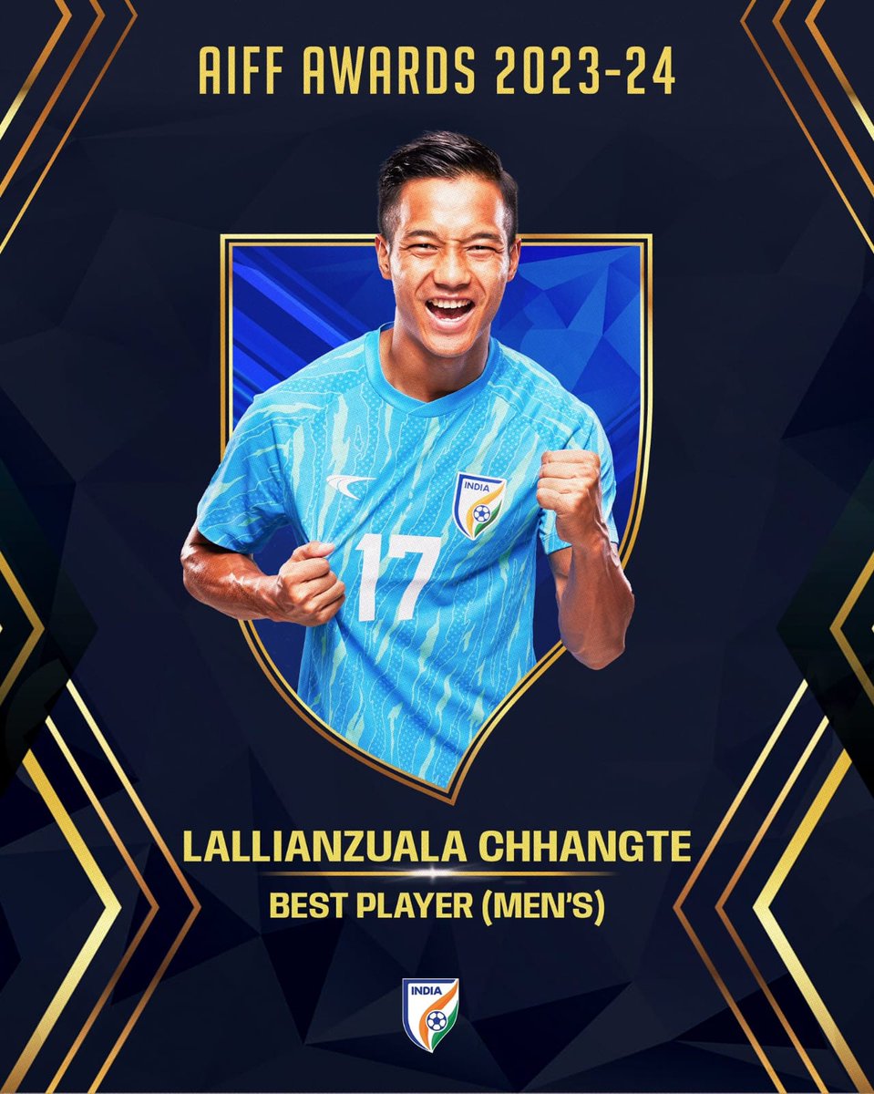 Lal_Duhoma's tweet photo. Congratulations to Our Mizo Stars! 🌟

We are proud to announce that Lallianzuala Chhangte has been named Best Player of the Year and David Lalhlansanga as Promising Player of the Year at the AIFF Awards 2023-24!

Your achievements inspire us all. Keep shining!

#IndianFootball https://t.co/10ja8XWnlt