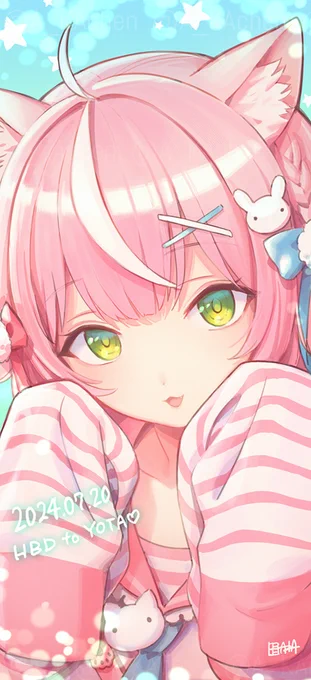 魂の双子のヨタちゃんもお誕生日おめでとう! ヨタちゃんのリクエストで初めてナリさんを描いてみました