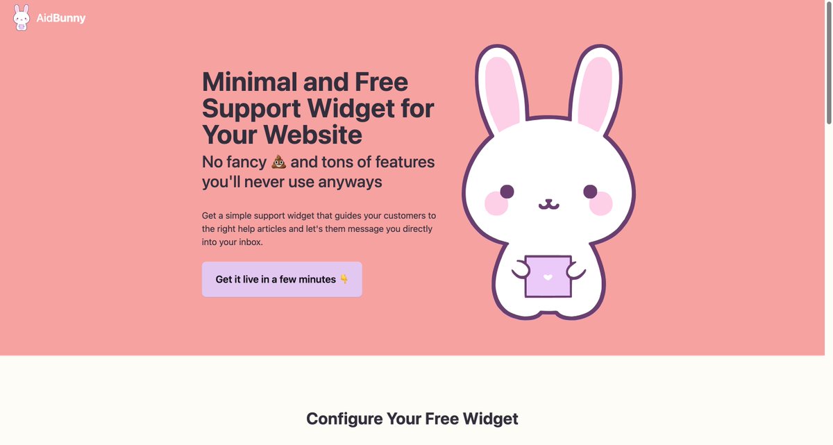 codeboje's tweet image. I gifted my simple support widget a UI now and made it public after using it for ~2 years on my sites.
No accounts and it's free 👉 aidbunny.com