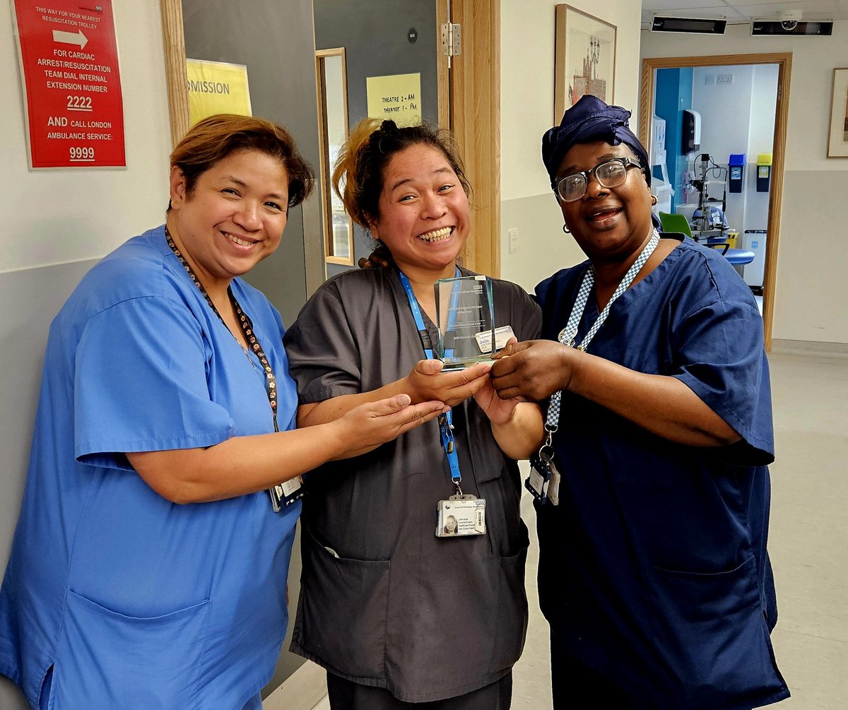 Good things come to those who wait, Julie Coronel-Evans at Alex Cross / Western Eye Hospital with her lovely colleagues &amp; her HCSW of the Year Award for 'Outstanding Patient Care' Thank you for being an inspiration to others. #londonhcsw #Imperialpeople