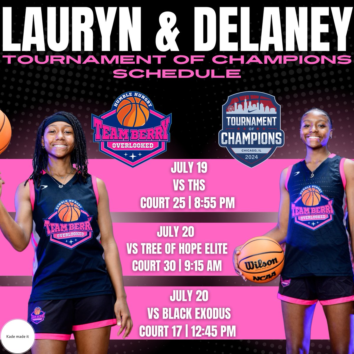Delaney Cooper (@delaney_cooper_) on Twitter photo 🏀🔥 Delaney & Lauryn are hitting the courts in the CHI🤩 starting TONIGHT at 8:55‼️ #TournamentTime #Ballers #GameReady #HoopsLife #SlayTheGame <a href="/niketoc/">Nike Tournament of Champions</a> #17u #toc #chicago #teamberry @coachtberry <a href="/Coachmikewill23/">Michael Williams</a> <a href="/IAmWillieRoy/">Willie Roy Puckett Jr</a> <a href="/PivotPoint24/">Kiah T. Collins</a> <a href="/BerryShelonda/">Shelonda Berry</a> <a href="/ladymichelle63/">Tiffany Puckett</a> 🏀🔥 Delaney & Lauryn are hitting the courts in the CHI🤩 starting TONIGHT at 8:55‼️ #TournamentTime #Ballers #GameReady #HoopsLife #SlayTheGame <a href="/niketoc/">Nike Tournament of Champions</a> #17u #toc #chicago #teamberry @coachtberry <a href="/Coachmikewill23/">Michael Williams</a> <a href="/IAmWillieRoy/">Willie Roy Puckett Jr</a> <a href="/PivotPoint24/">Kiah T. Collins</a> <a href="/BerryShelonda/">Shelonda Berry</a> <a href="/ladymichelle63/">Tiffany Puckett</a>