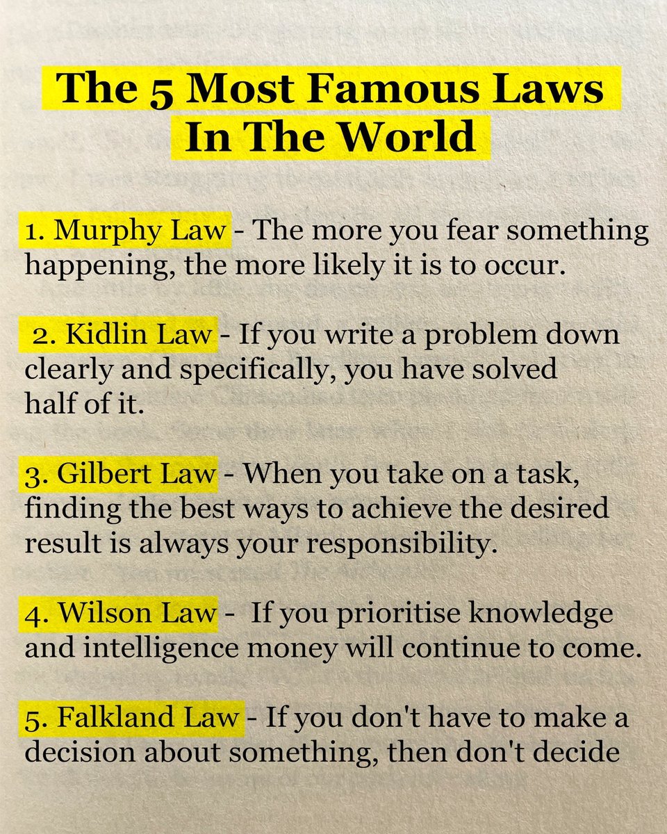 eyezenhour's tweet photo. Learn these 5 Laws and streamline your entire life...

Credit to @librarymindset https://t.co/S5l0FAphz3