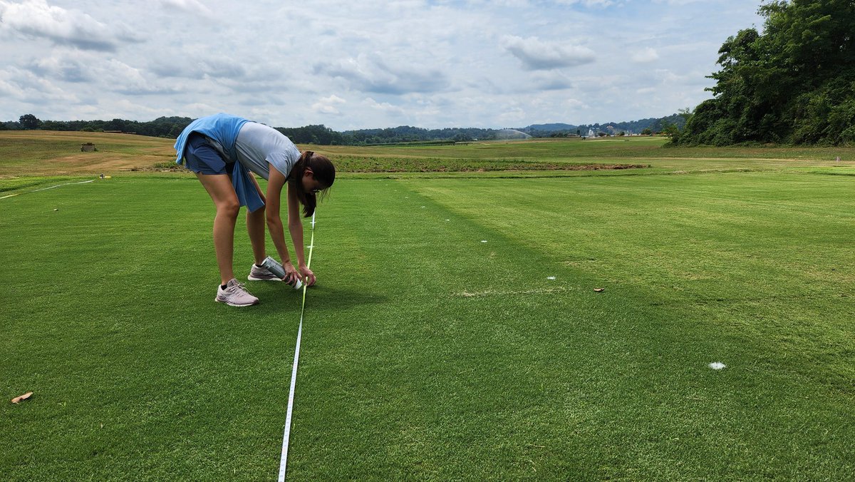Zoe laying out her first turfgrass research trial!