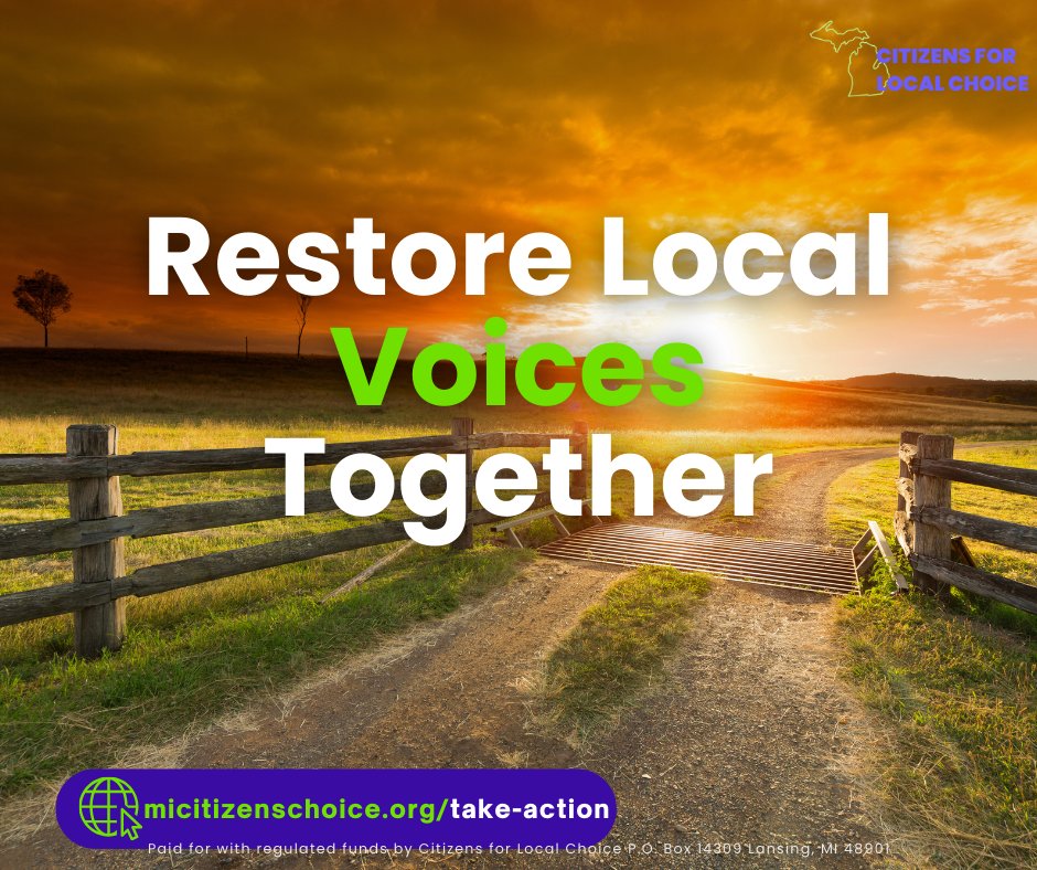 Did you know that losing local control over wind and solar projects can mean our community's unique needs and values are overlooked? Stay informed about the importance of keeping decision-making power close to home. Learn more at: micitizenschoice.org 

#Community #Local