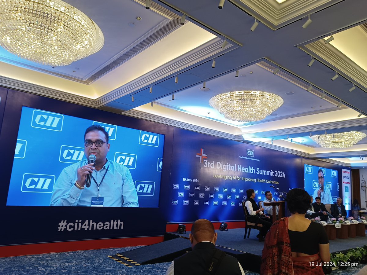 Dr Basant Garg <a href="/AddlCEONHA/">Dr. Basant Garg</a> shared his insights on leveraging #AI for improving health outcomes, importance of availability of datasets in #digitalhealth and the pivotal role of #ABDM as an enabler in it at the 3rd CII Digital Health Summit 2024 in New Delhi today.

<a href="/DHNInsight/">Digital Health News</a>