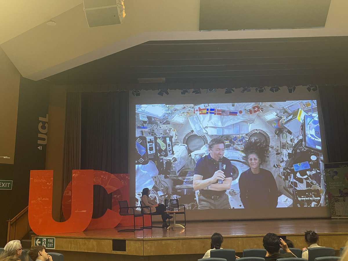 SaloniUK's tweet photo. Fab day with family at @ucl with talks by @Kevin_Fong @Astro_Tani &amp; a surprise LIVE interview from aboard the ISS 🛰️ 🤩 #astronauts #STEM #future https://t.co/DQOTLySXb3