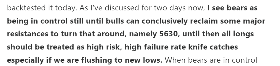 AdamMancini4's tweet photo. Its been 3 days now "sell the bounce" in #ES_F after weeks of dip buying. Remember that sell the bounce begins when major support fails (this week, it was 5668, then 5630 which triggered shorts yesterday). It does not end, until a major, heavily tested res reclaims like 5630