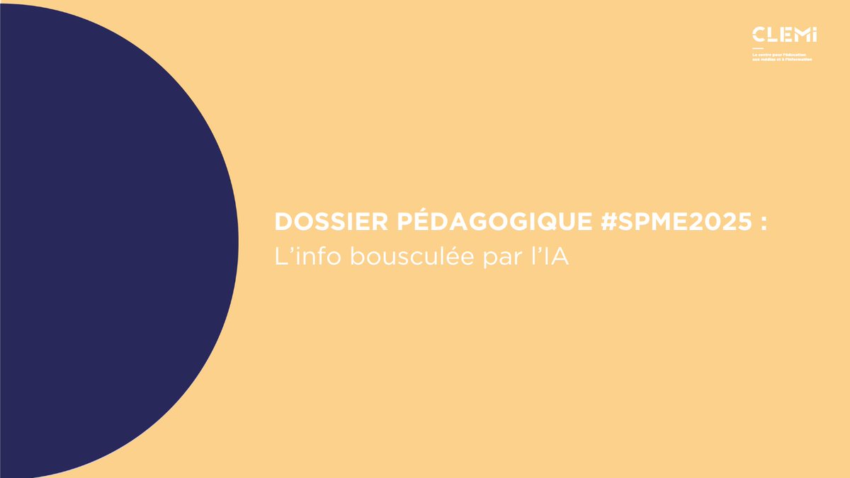 LeCLEMI's tweet photo. 🤖 Le journalisme face à l’IA

Dans le dossier de la #SPME2024, retrouver 4 fiches infos et pédagogiques sur l’#IA 
Des clés pour comprendre et des actions à faire en classe pour s’emparer de ces outils de façon efficace et responsable.

 👉 https://t.co/tQXSKWxmzl https://t.co/MGgl6He78O