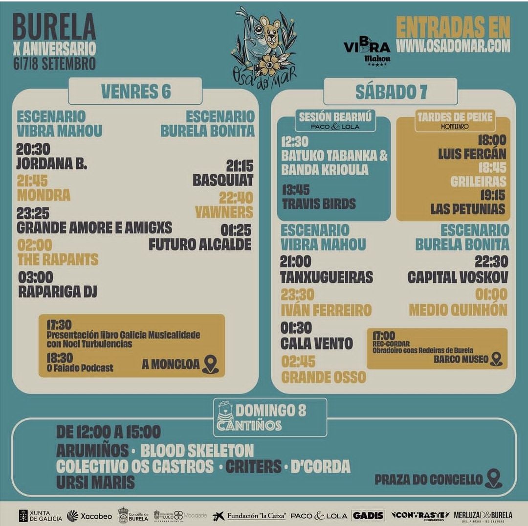 Feita a presentación do “X” aniversario do Osa do Mar, aquí tedes a programación por días e horarios 😉