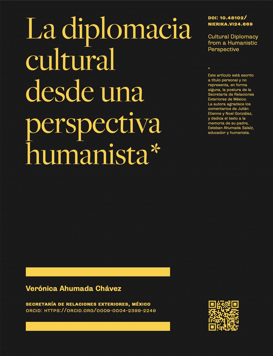 📢🌎Me complace mucho compartirles mi artículo "La diplomacia cultural desde una perspectiva humanista" bit.ly/4d8LUpa. Exploro cómo la diplomacia cultural puede servir como un puente entre naciones, promoviendo el entendimiento mutuo y la cooperación internacional.