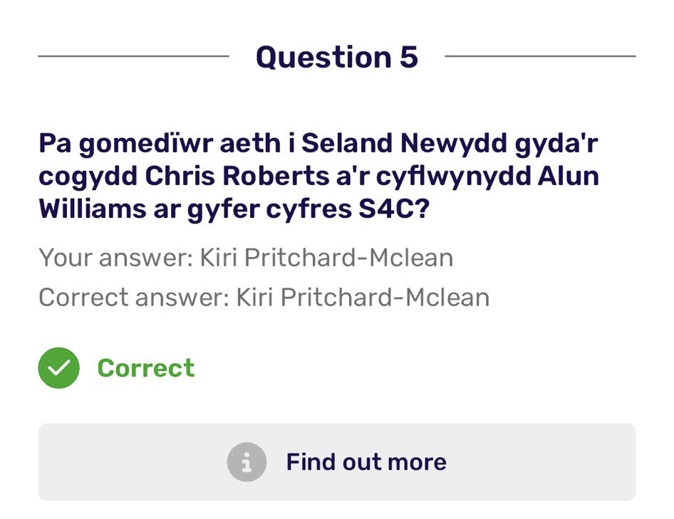 kiripritchardmc's tweet photo. New career level unlocked. I was an answer on Cwis Bob Dydd! https://t.co/3VAYXU1N9V