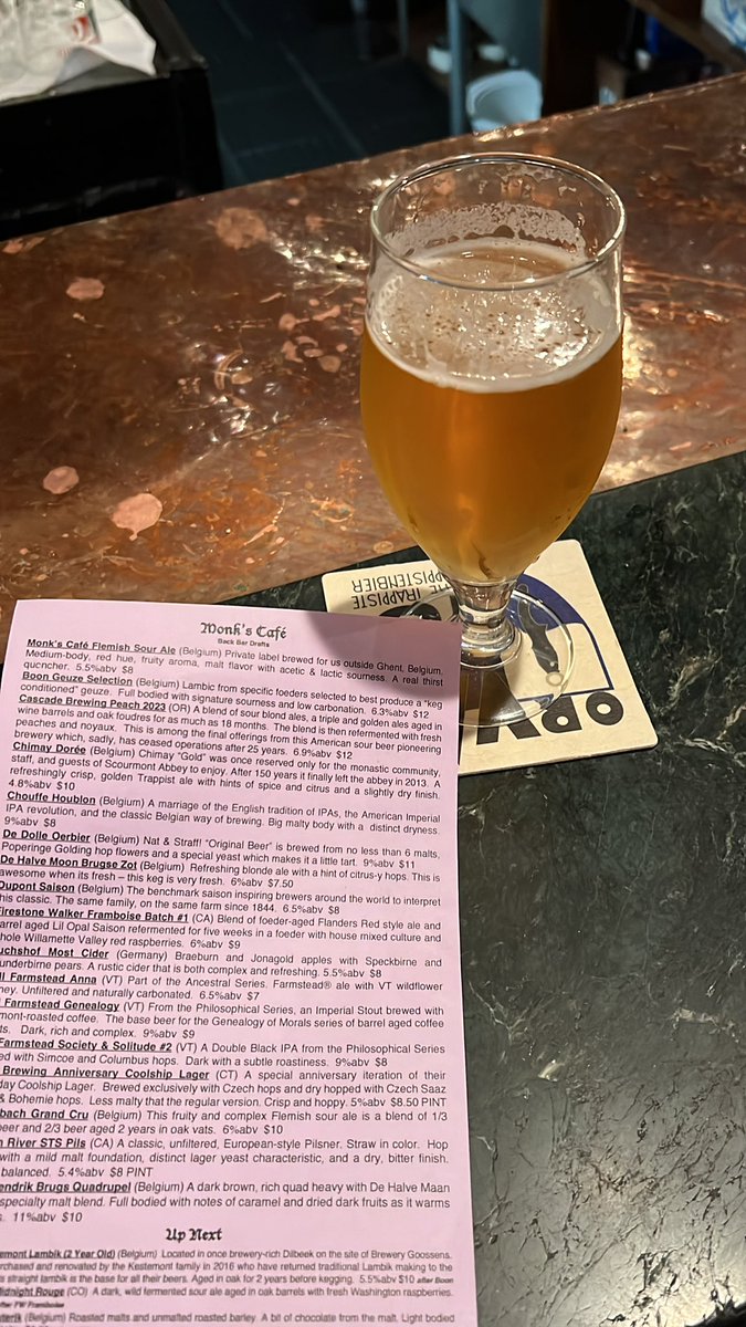 PhillySteph41's tweet photo. Back in Philly after a few years! Feels so weird but the beer is soooo good! Had to visit my favorite place @MonksCafePhilly https://t.co/DIrLGXaDIr