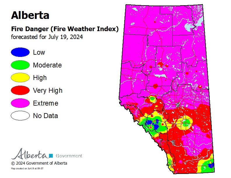 The wildfire danger is extreme across the northern half of the province. It means the wildfire situation could evolve quickly. For updates on evacuations go to:  alberta.ca/alberta-emerge…. For the latest wildfire information, download the AB Wildfire Status app.