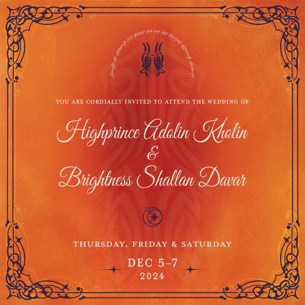 DragonsteelBook's tweet photo. For the inaugural Worldhopper Ball, we have partnered with creative design agency Paladin Creative to bring you the very first "Experiential Novella." Guests will be invited to witness the unseen union of Brightlord Adolin Kholin &amp; Brightness Shallan Davar! https://t.co/av5ajh8xVC