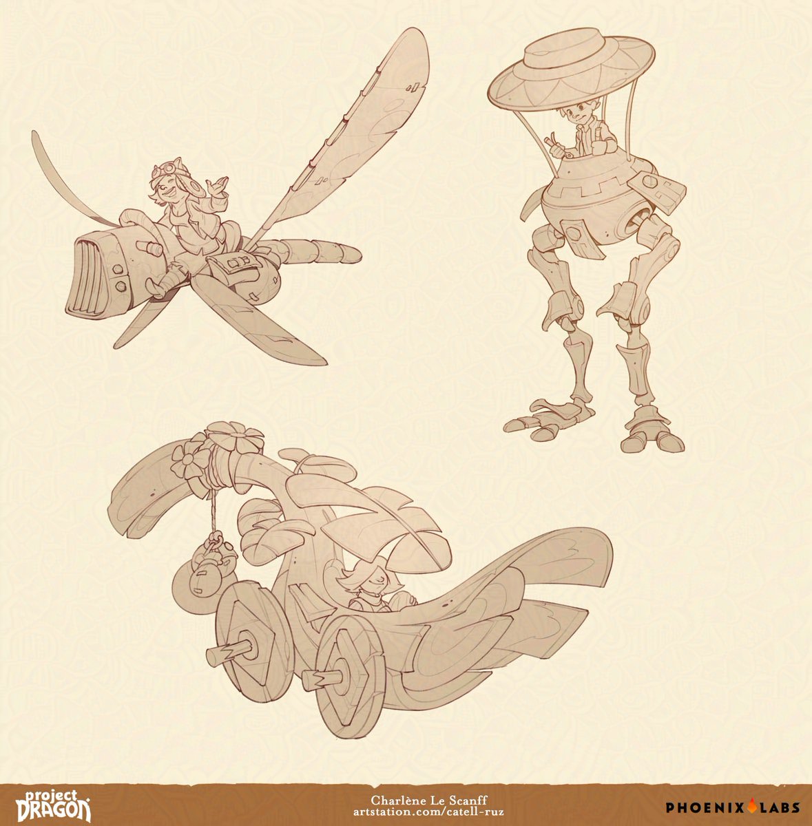 CatellRuz's tweet image. These are some early critters and vehicles art exploration for #ProjectDragon!