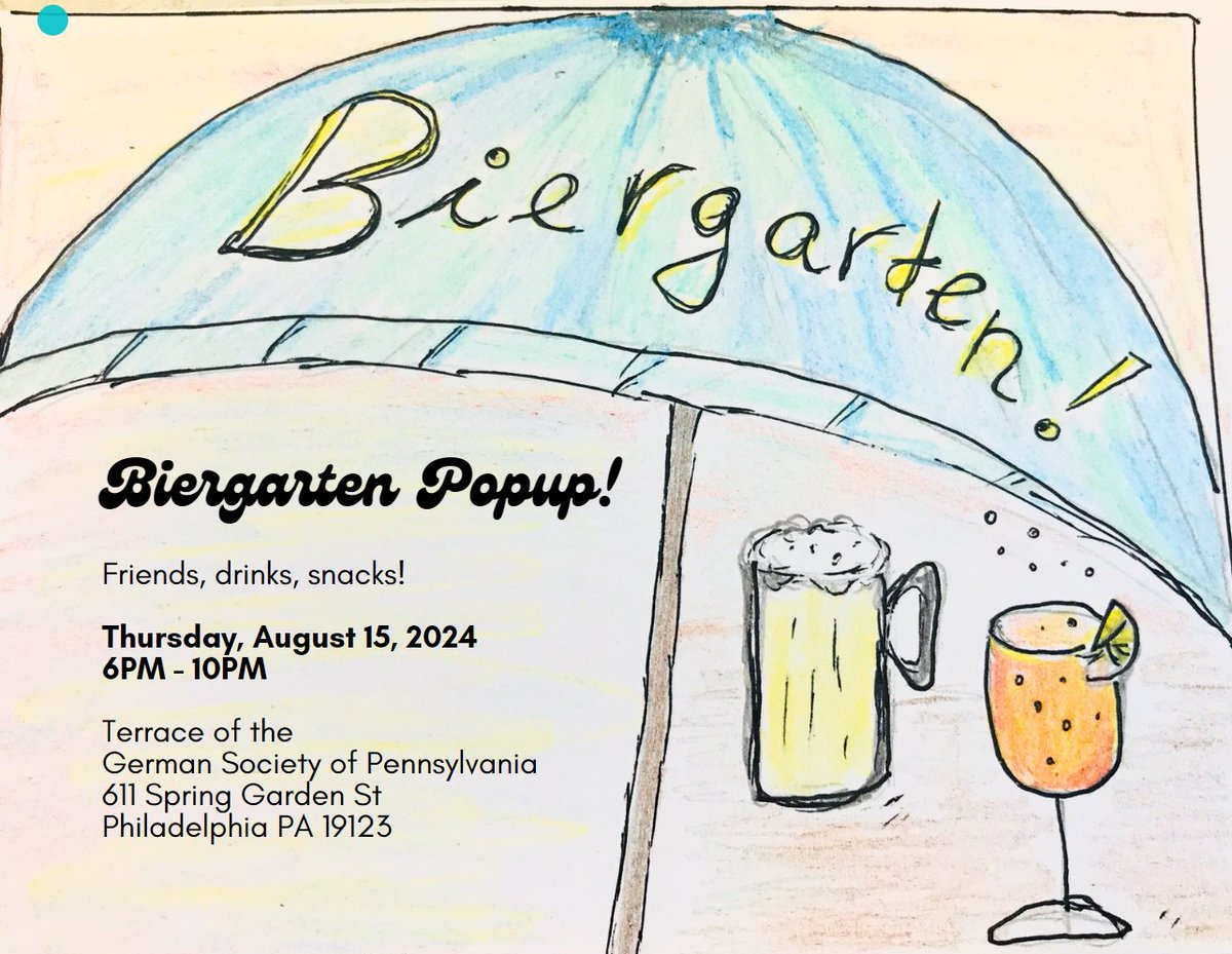 Mark your calendars for our popup Biergarten! Join us Thurs, 08/15 at 6PM on the Terrace for friends, drinks and snacks! Kids are welcome if they are accompanied by a parent or guardian. You must be 21 years or older to drink. See you there! Register 👇
germansociety.org/classes/bierga…