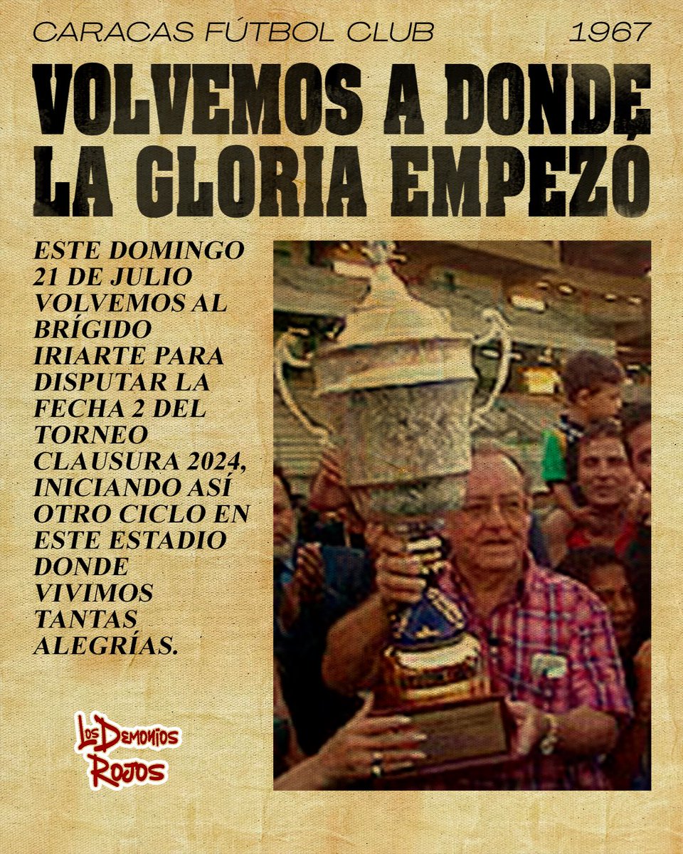 LDR_CFC's tweet photo. ¡Volvemos a donde la gloria empezó!

Este domingo 21 de julio volvemos a nuestra antigua casa, seremos locales en el Brigido Iriarte en el partido de la fecha 2 del Torneo Clausura 2024 ante Dvo Rayo Zuliano. https://t.co/sYS4VLTAja