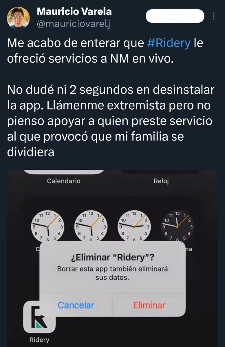 Este babieco eliminó la app de la empresa Ridery porque le prestó servicios a Maduro.
¿Sabrá este retrasado mental que el servicio de luz y agua que tiene en su casa, es de la misma empresa que le presta el servicio a Maduro?
¿O tiene un pozo de agua y una planta termoeléctrica?