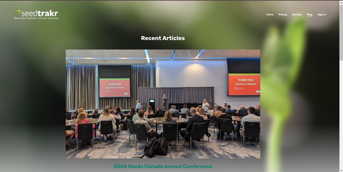 seedtrakr's tweet photo. With our website update we have now added a Blog page.  Take a look at this week's blog on the 2024 Seeds Canada Annual Conference. @Seeds_Canada @2020SeedLabs 

https://t.co/sBIBbiiqUx

#2020Seedlabs #NeverStopGrowing #SeedsCanada #CdnAg https://t.co/zRbc1tgLI3