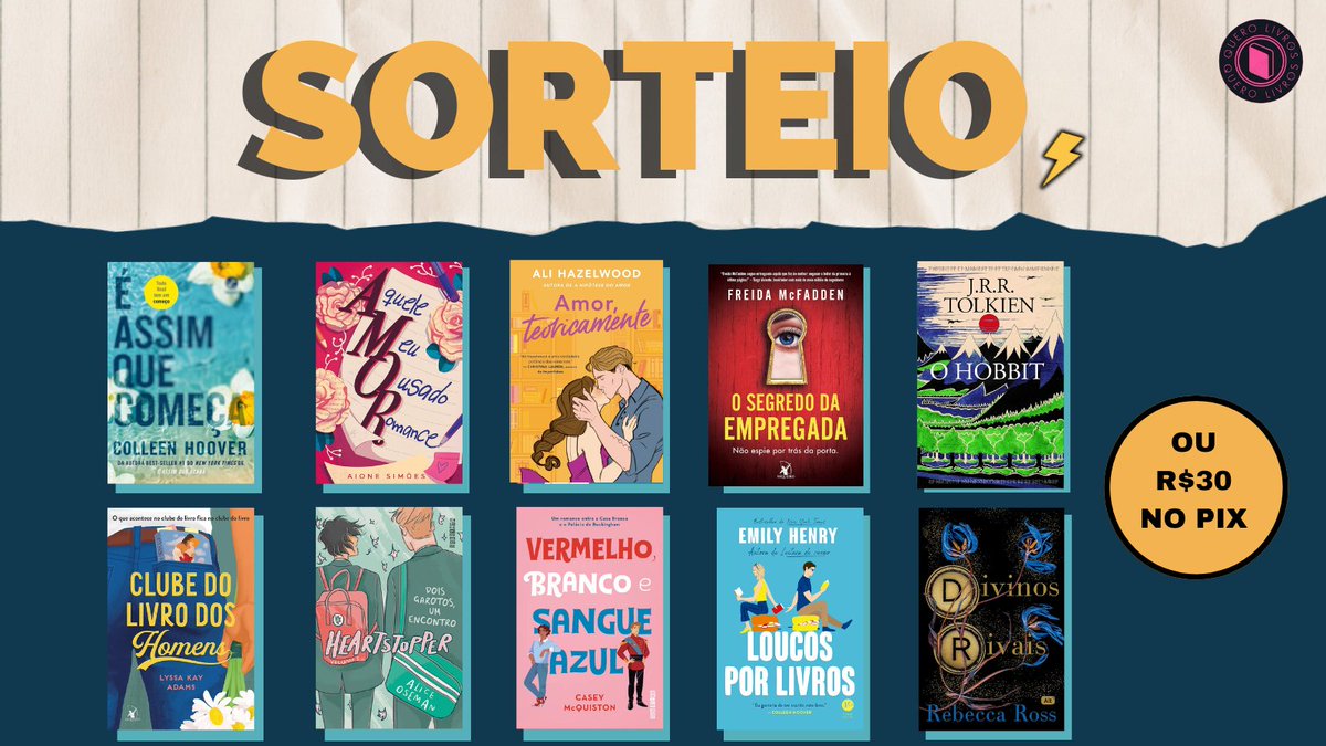 querolivrosbr's tweet photo. ⚡ SORTEIO LITERÁRIO PRIME DAY ⚡

📚 GANHE UM LIVRO ou PIX DE R$30!

P/ PARTICIPAR:
• Seguir @querolivrosbr
• Dar RT nesse post
• Dar RT no post fixado 

🗓️ RESULTADO 21/07 https://t.co/uz6qUgiXTa