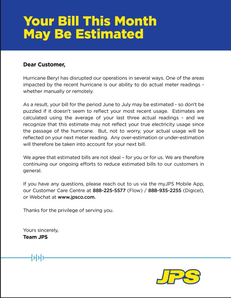 solostar15's tweet photo. @myJPSonline what is dis about? @TheOURja have you seen this? So because generation cap fell etc with Beryl, JPS wants to "maintain" the profit margin and charge me  via estimate and not actual usage 😮‍💨 How come?? https://t.co/WFXkzwa86f