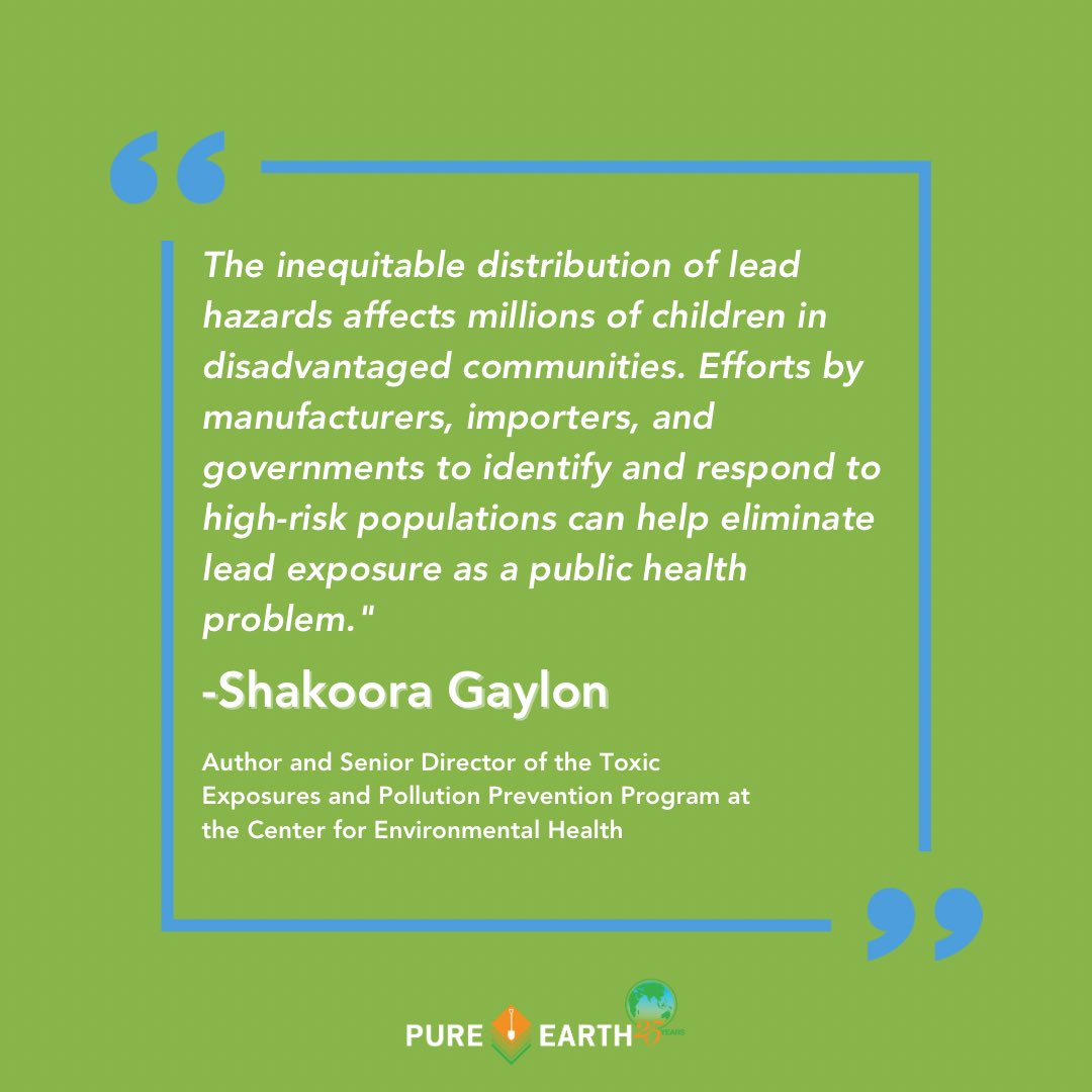 PureEarthNow's tweet photo. Children in disadvantaged communities are disproportionately impacted by lead in consumer products. Our latest study in @EHPonline explores this critical issue. 

Learn more about the study: 
https://t.co/kHKZKSvQ8W https://t.co/qr6xzv1Mt6
