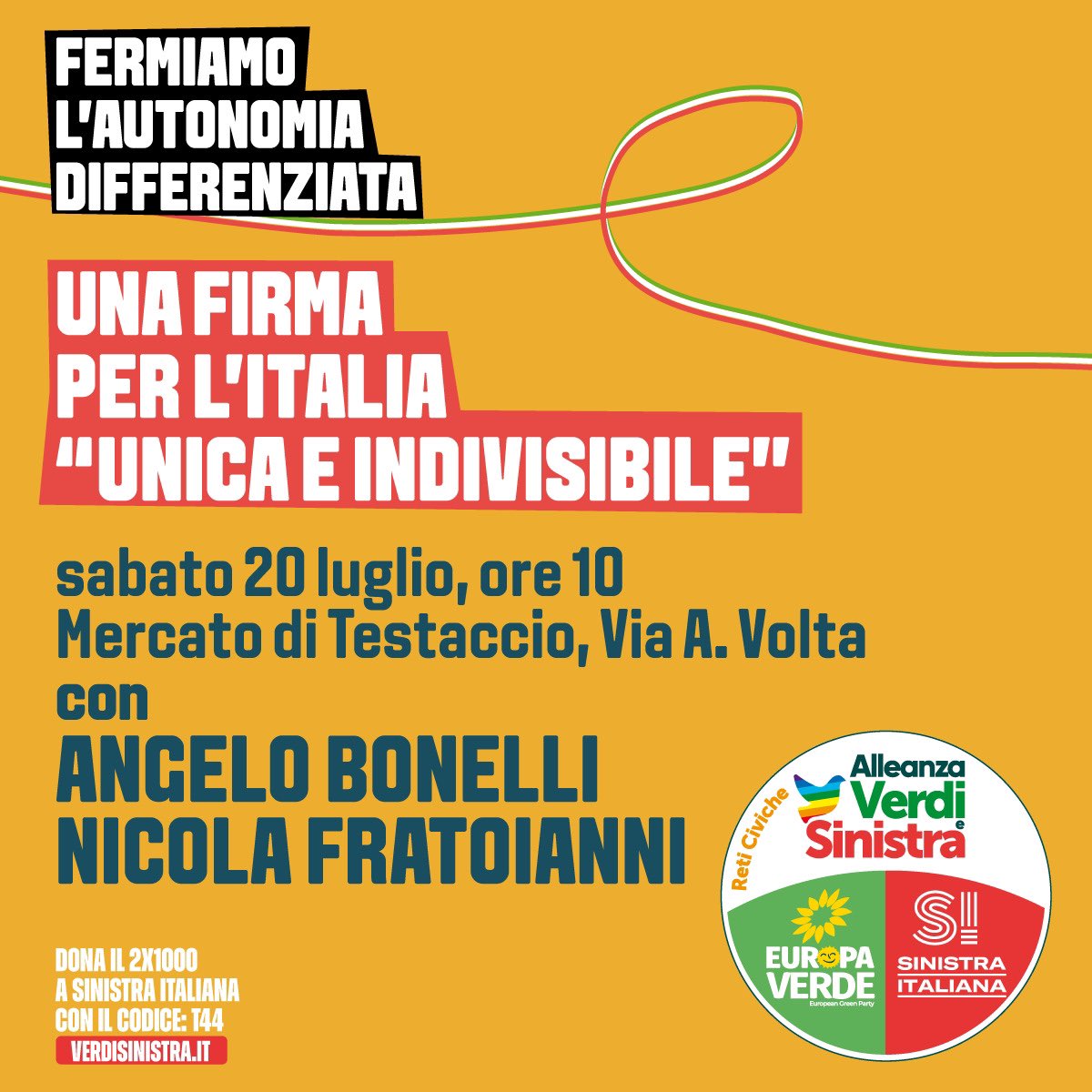 SI_sinistra's tweet photo. Una firma per l’Italia unica e indivisibile 

#Referendum
#autonomiadifferenziata 
#AlleanzaVerdiSinistra https://t.co/Jl5L6pJpcj