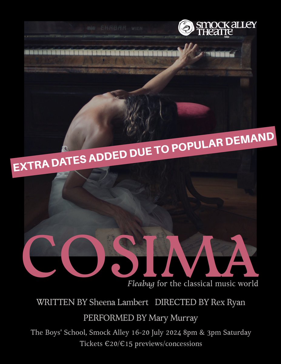 Sheena Lambert (@shewithonee) on Twitter photo **SOLD OUT RUN**
Three additional shows added! 
Go to <a href="/smockalley/">Smock Alley Theatre</a> for more info #CosimaThePlay **SOLD OUT RUN**
Three additional shows added! 
Go to <a href="/smockalley/">Smock Alley Theatre</a> for more info #CosimaThePlay