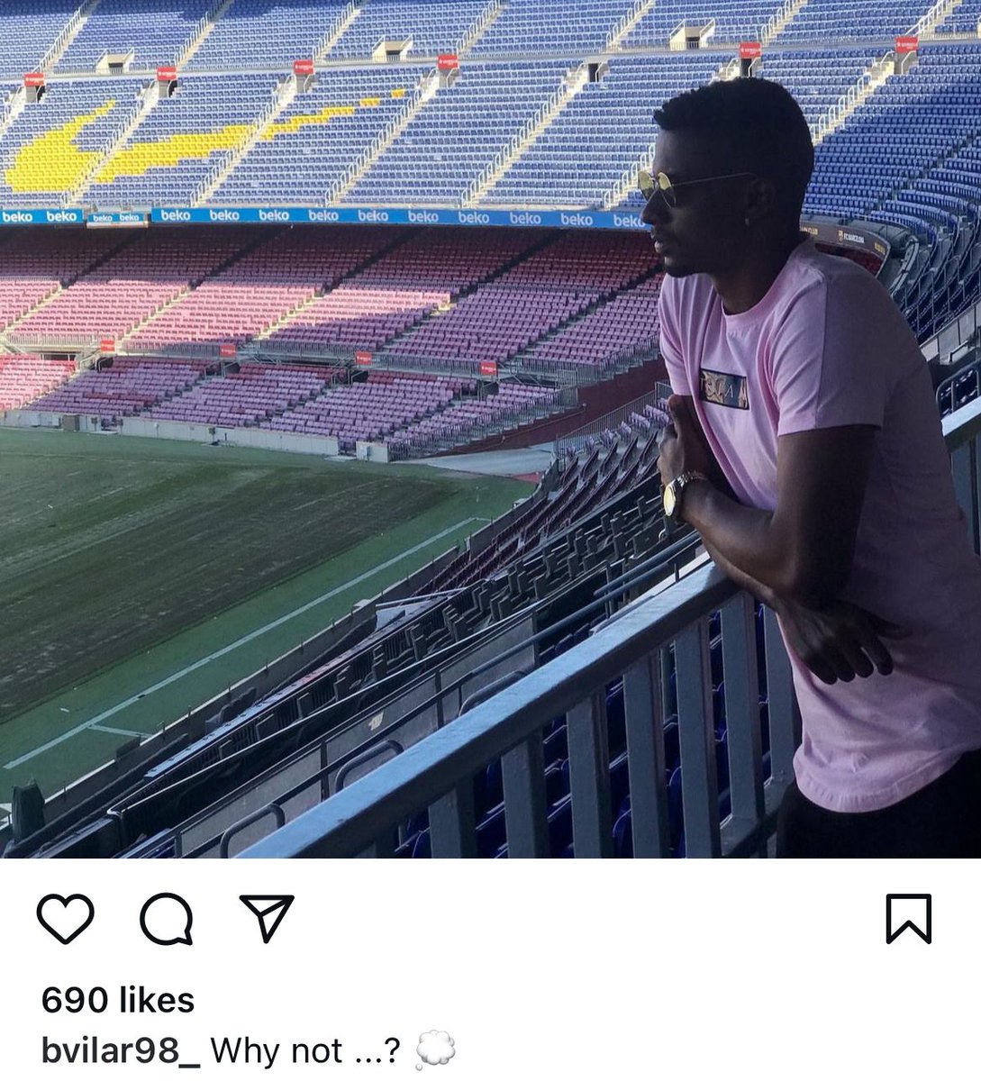 " على ذِكر الأحلام وتحقيقها " 

فيلار نشر صورة قبل سنتين في ملعب الكامب نو وعلق قائلا: "لمَ لا ؟"،  متمنياً  أن يلعب بيوم من الأيام في أحد الملاعب العريقة على مستوى العالم، اليوم وقع مع نادي النصر وسيلعب قريباً في ملعب علي صباح السالم. 

دائماً .. كُن ساعياً خلف أحلامك 🤎