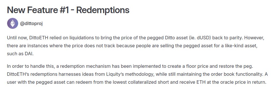 dittoproj's tweet image. the $13,100 invitational audit with @code4rena has finished! audited a host of new features. one of which is redemption mechanism, read about it in this latest released blog post

thank you @NonseOdion, @0x_serial_coder, @0xbepresent and d3e4 for participating in this sec. audit!
