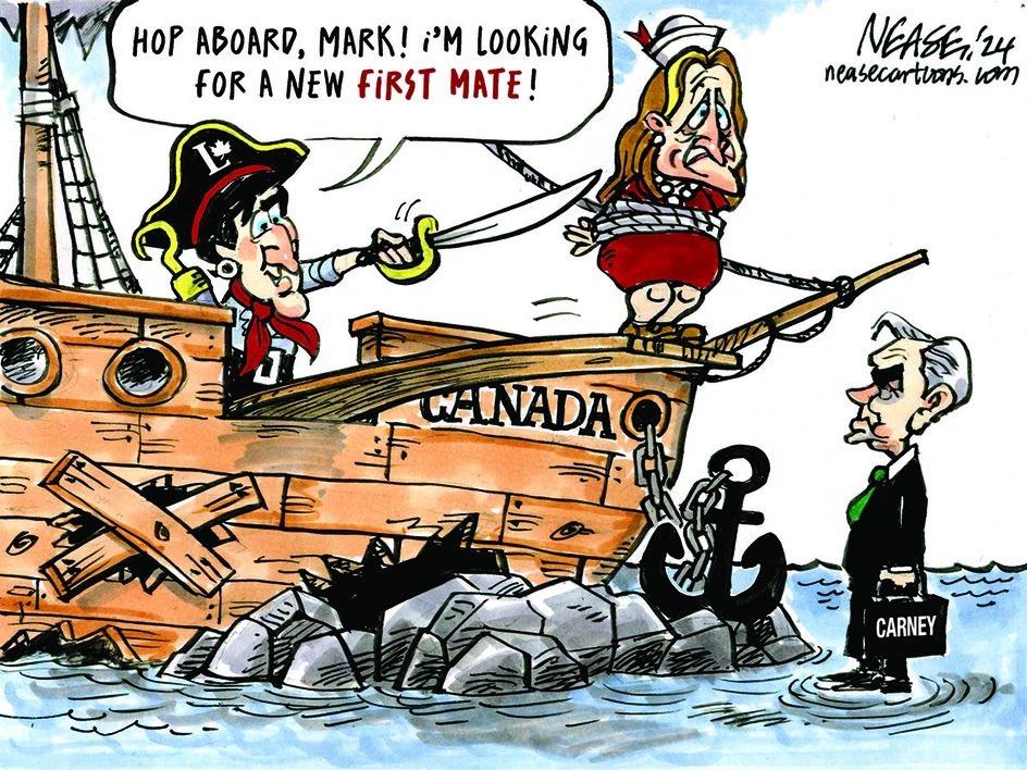 therealmrbench's tweet photo. Seems an accurate description of the Liberal Party.
Justin Trudeau 
Chrystia Freeland 
Mark Carney 
#cdnpoli https://t.co/5l55IGv01u