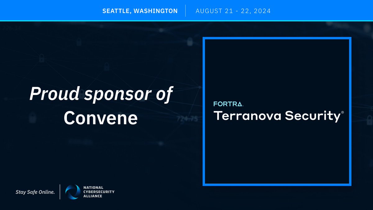 StaySafeOnline's tweet photo. 🌐@Fortraofficial wants you to Convene!
Thank you to our sponsors for helping make this event possible. Join us for Convene in Seattle from August 21-22 to learn from our list of industry experts.
Register here: https://t.co/qn2hdhPBbt #StaySafeOnline #ConveneSeattle #AI https://t.co/EOziZOIZF7