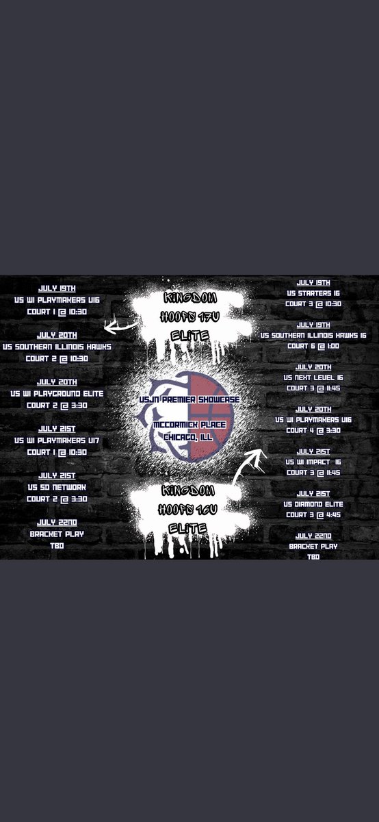 16u schedule for this weekend:
