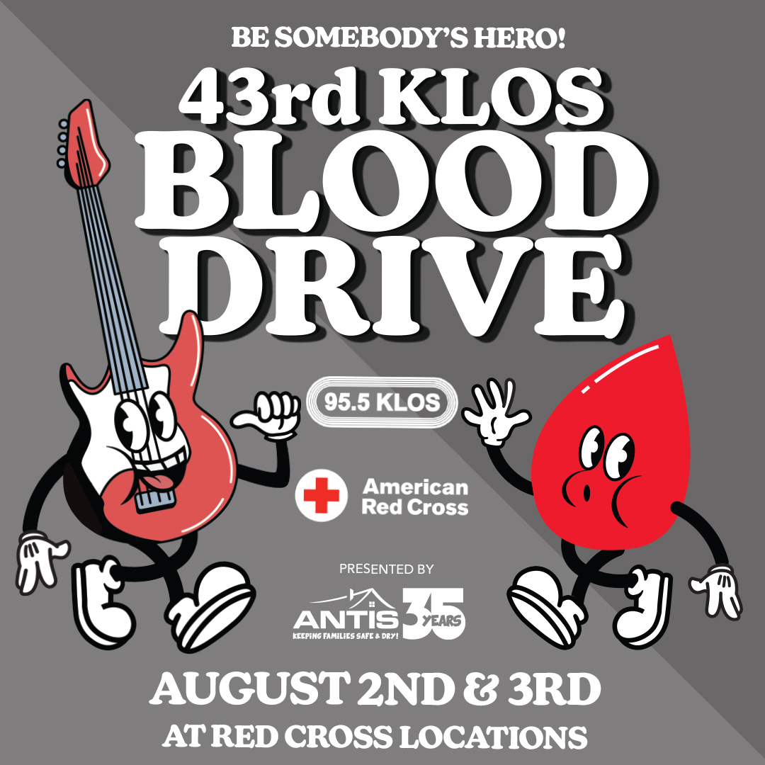 955KLOS's tweet image. The 43rd Annual KLOS Blood Drive is back 8/2-8/3! Go to RedCrossBlood.org and search “KLOS” for locations. You’ll snag a KLOS Blood Drive T-shirt! Proudly sponsored by Antis Roofing &amp;amp; Waterproofing, keeping families safe and dry.  @RedCrossLA  @antisroofing