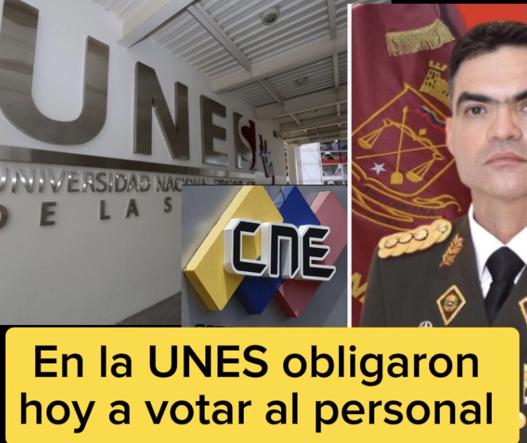 Atención 
El MG Fábio Enrique Zavarse Pabón, Rector de la UNES, desplegó hoy una extraña operación.
Obligan al personal de UNES a hacer fila, decir Nr de cédula ante supuestos funcionarios del CNE quienes hacían el proceso de votación, sin que el personal pudiera elegir.