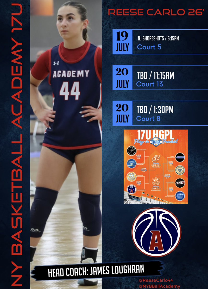 📍Hoop Group Championships / Atlantic City, NJ  
Last Tournament of the year with <a href="/NYBBallAcademy/">New York Basketball Academy</a> 17U
<a href="/Coach_Loughran/">Coach James Loughran</a> <a href="/erin_lofaro/">erin lofaro</a> <a href="/LizzyLofaro/">liz lofaro</a> 
<a href="/1on1YourShotOn1/">1 on 1 ... Your Shot On Your Terms</a>